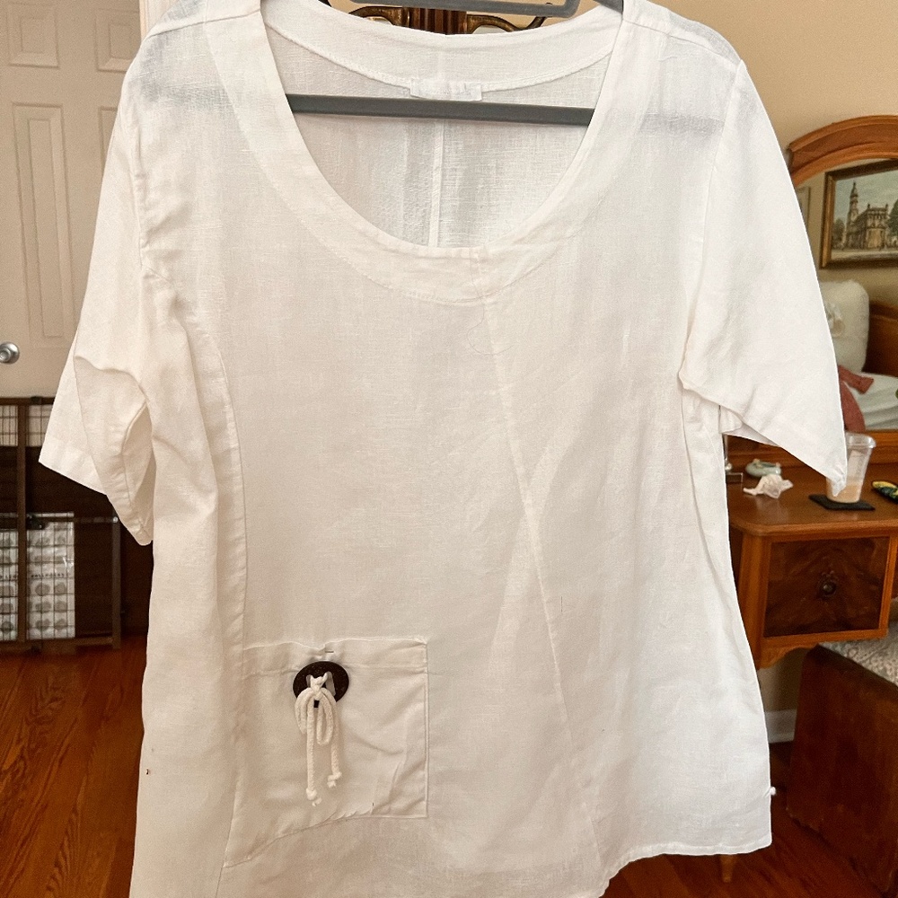 Asymetrical Linen/Cotton Blouse